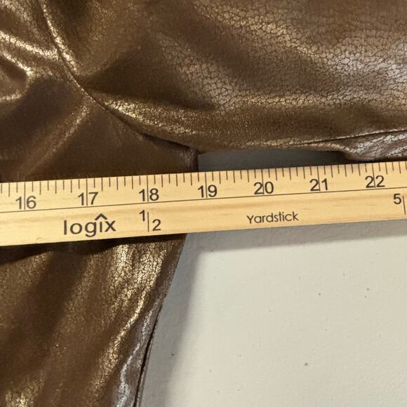 Bisou Bisou Women's Size Small Vegan Faux Leather Brown Metallic Moto Jacket - Picture 5 of 9